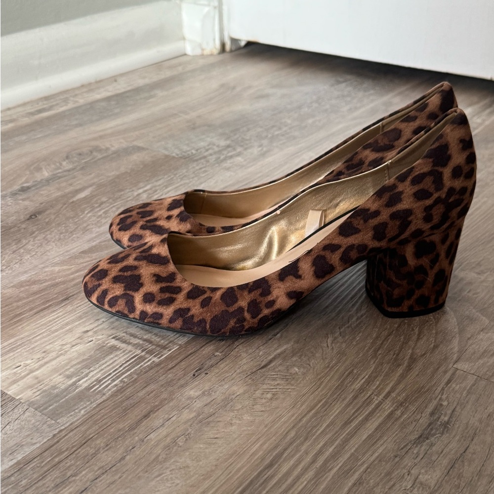 Leopard Print Women's Block Heel Shoes